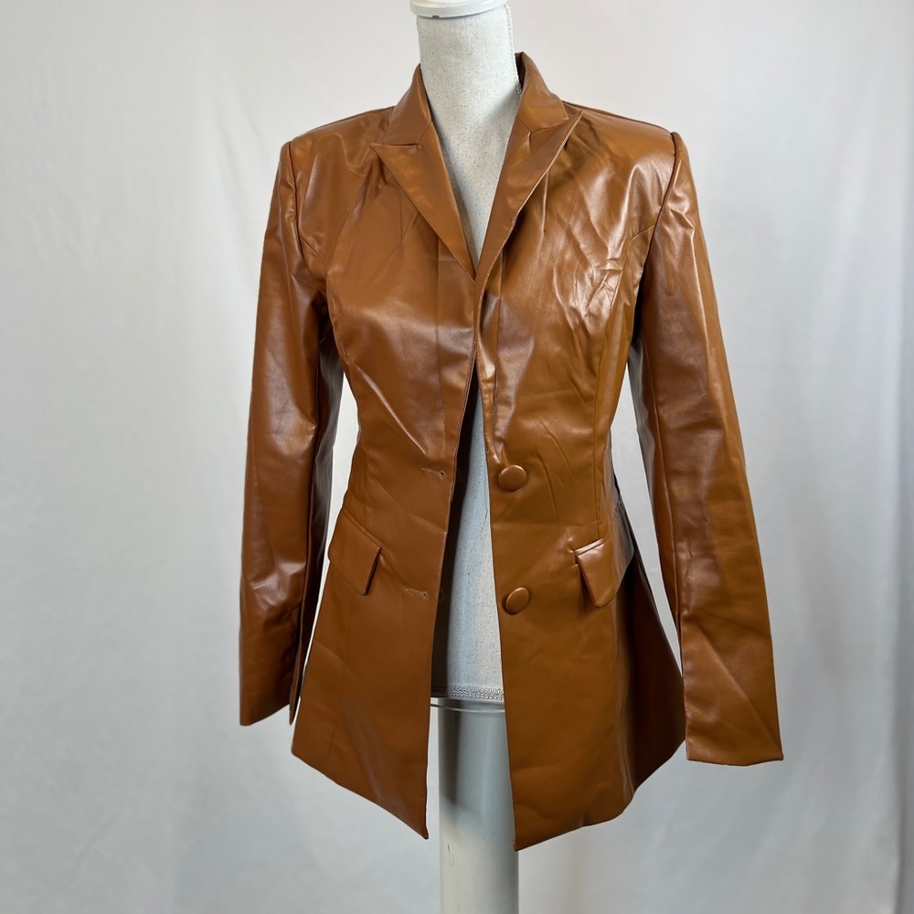 New Women’s Faux Leather Blazer